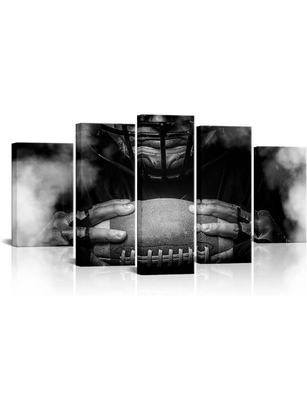 Large 5-Piece Black & White Football Wall Art Set - Canvas Prints for Gym